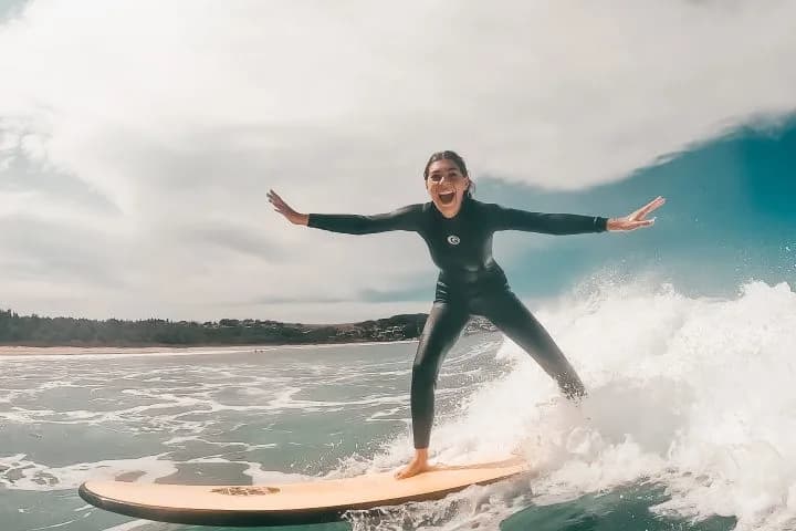 Surf coaching at Banana Point.