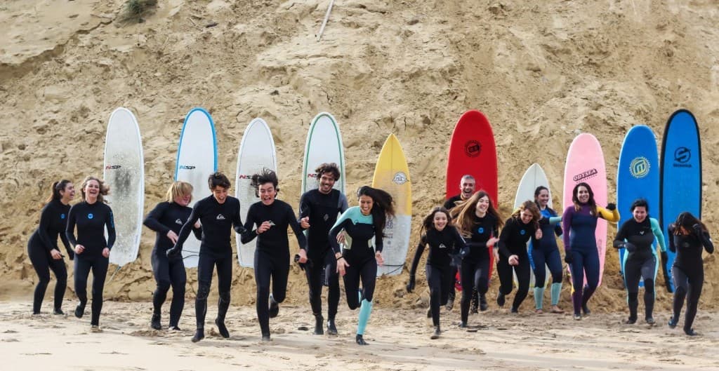 Surf group at The Pearl Surf Retreat Morocco